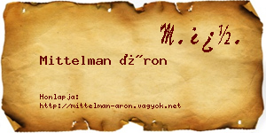 Mittelman Áron névjegykártya